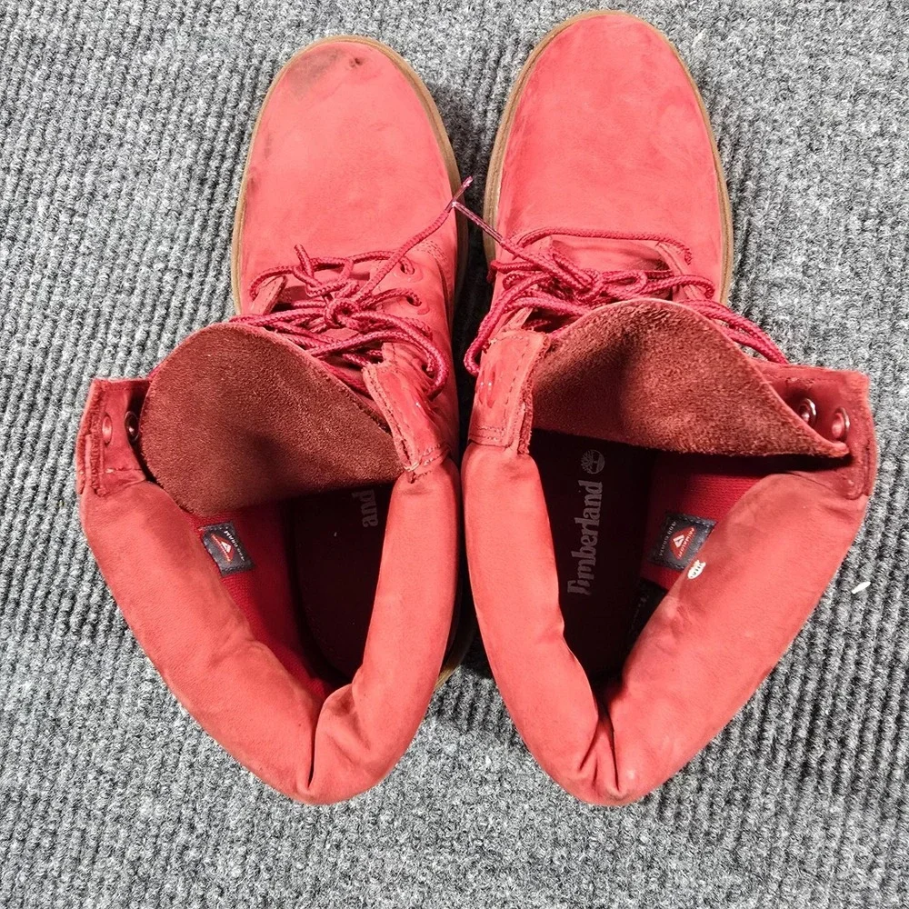 Timberland‎ Boots Mens Size 7.5 Red Nubuck Insulated A41UR Primaloft Snow Winter